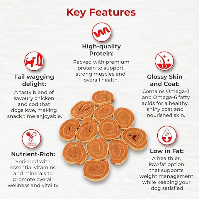 Drools Real Chicken Cod Roll Dog Treats 70gms Pack of 3 - Image 7