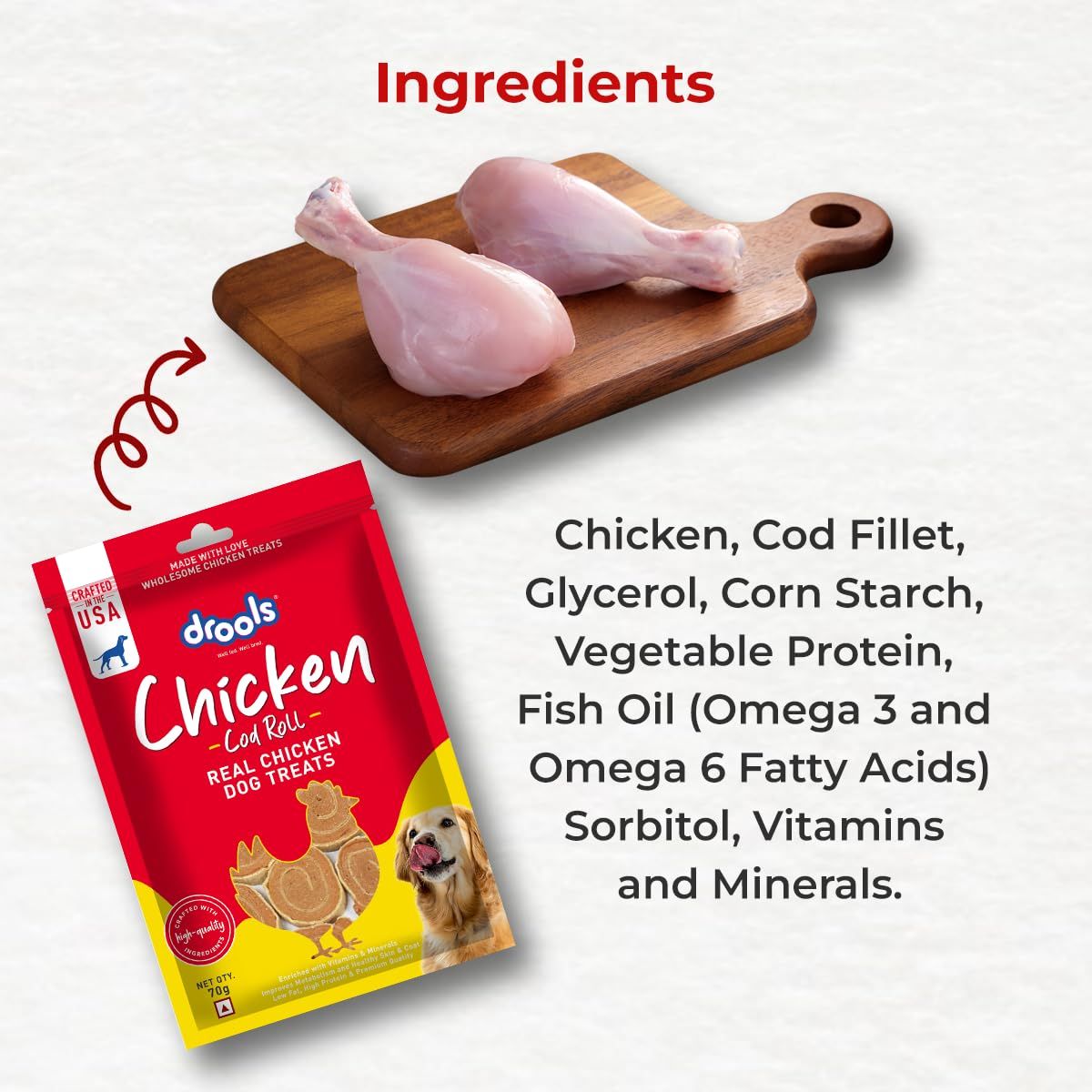 Drools Real Chicken Cod Roll Dog Treats 70gms Pack of 3 - Image 8